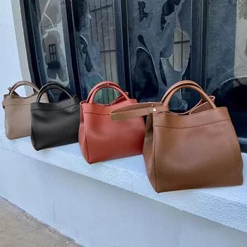Винтажные простые сумки из натуральной кожи для пригородных поездок, элегантные квадратные сумки через плечо, женские кошельки 2024 года Выпуска